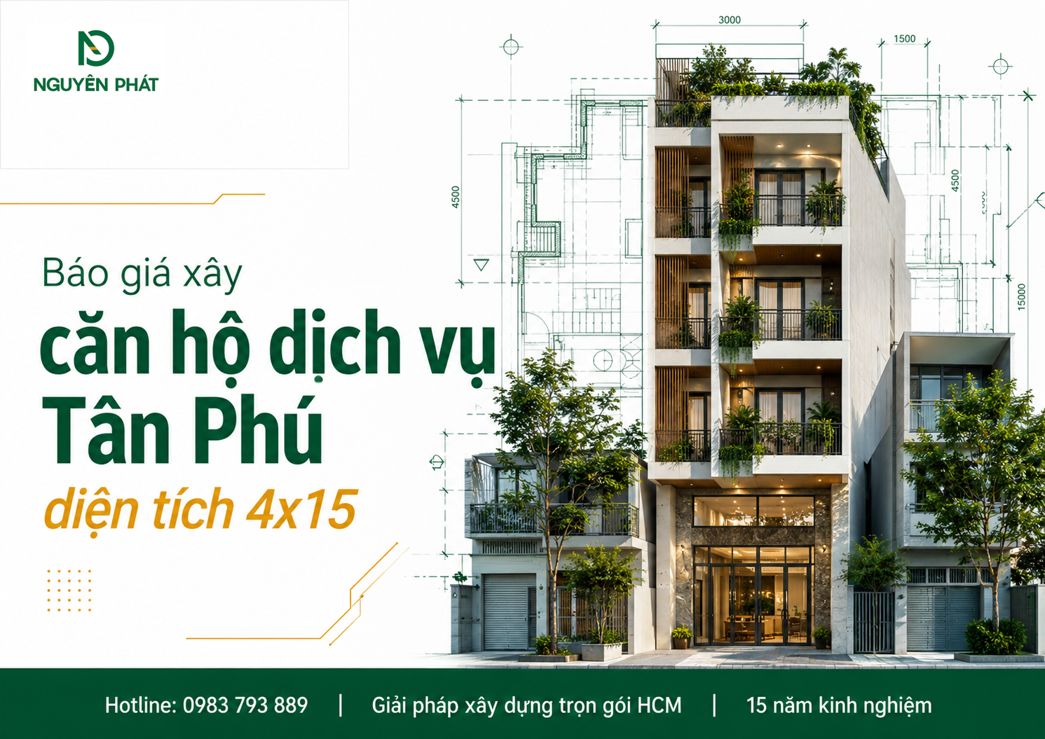 Báo giá xây căn hộ dịch vụ Tân Phú diện tích 4x15