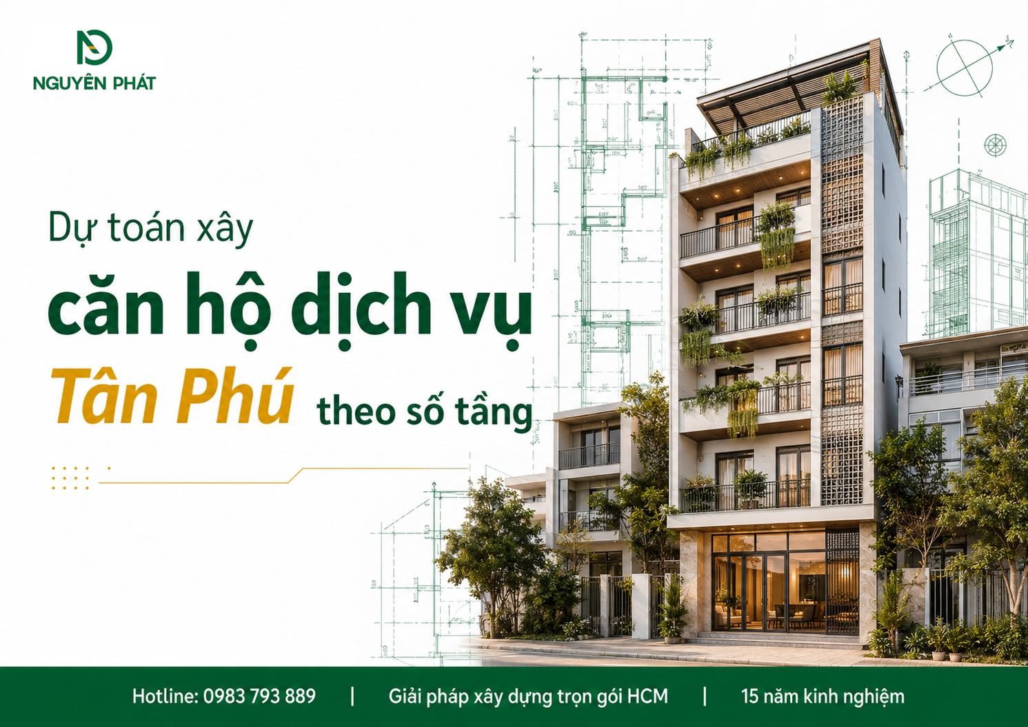 Dự toán xây căn hộ dịch vụ Tân Phú theo số tầng