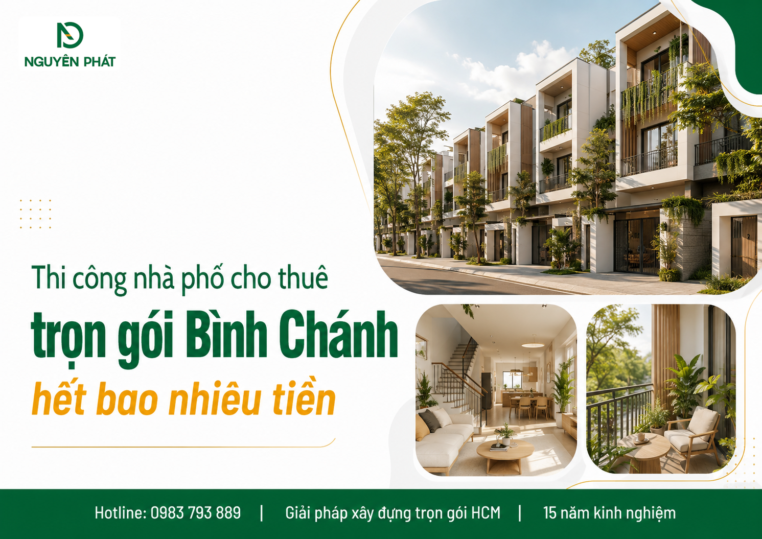 Thi công nhà phố cho thuê trọn gói Bình Chánh hết bao nhiêu tiền