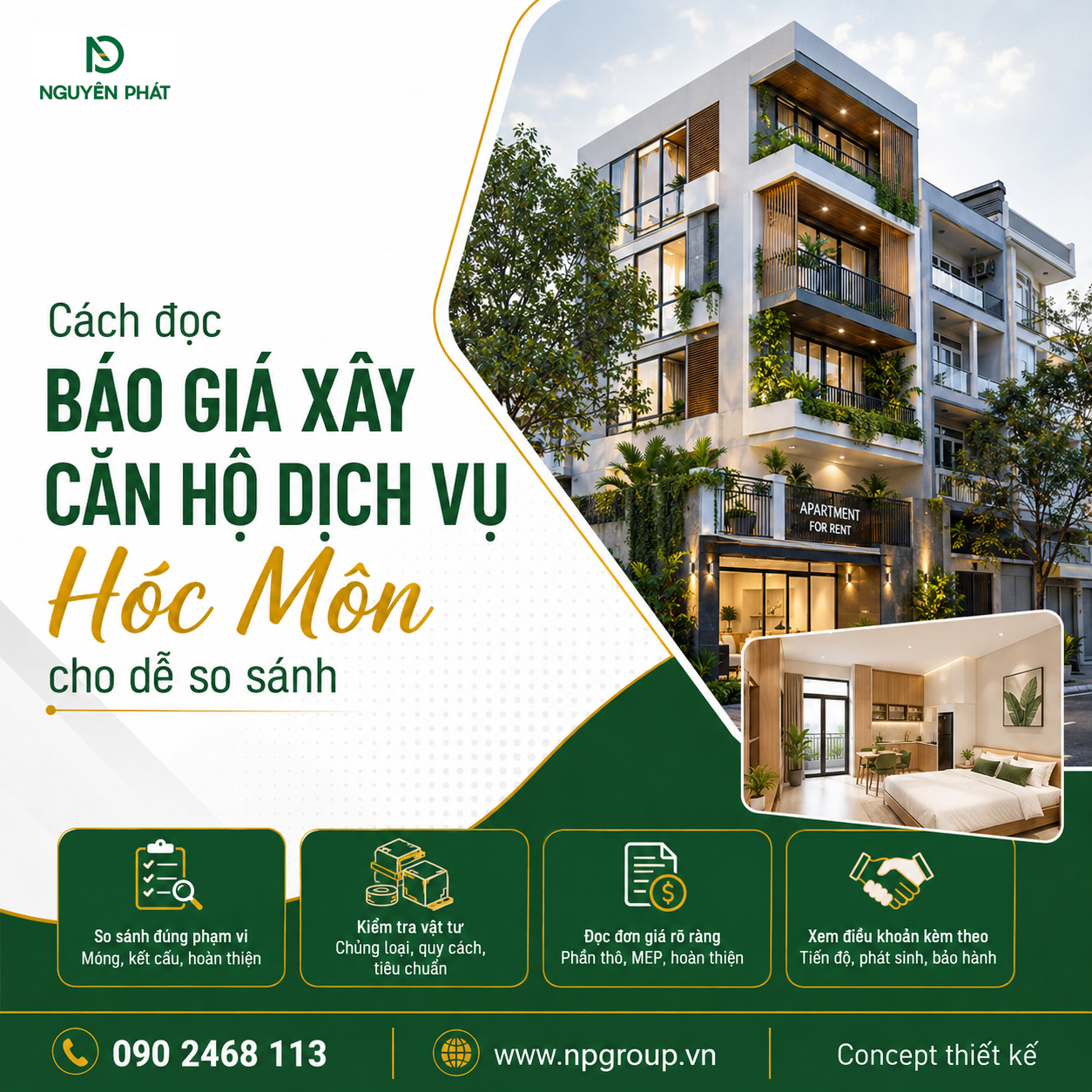 Cách đọc báo giá xây căn hộ dịch vụ Hóc Môn cho dễ so sánh