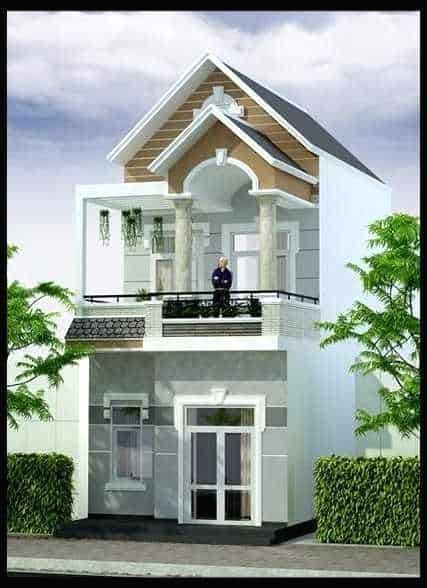 Mẫu nhà vuông 2 tầng mái thái 