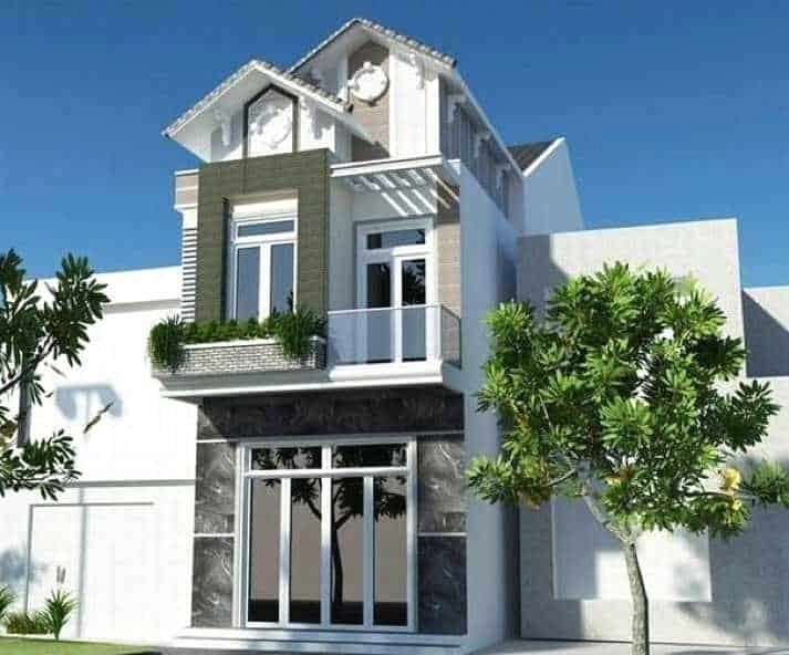 Mẫu thiết kế nhà 2 tầng 4 phòng ngủ mái thái có 1 tum